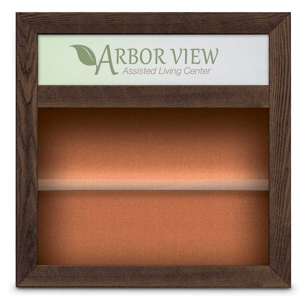 Outdoor Enclosed Combo Board, 42"x32", Satin Frame/Grey & Black